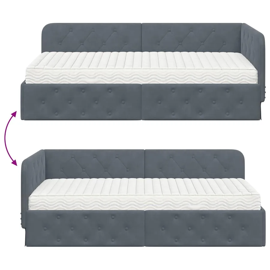 Cadre de lit d'angle Gris foncé 100 x 200 cm Velours - 12