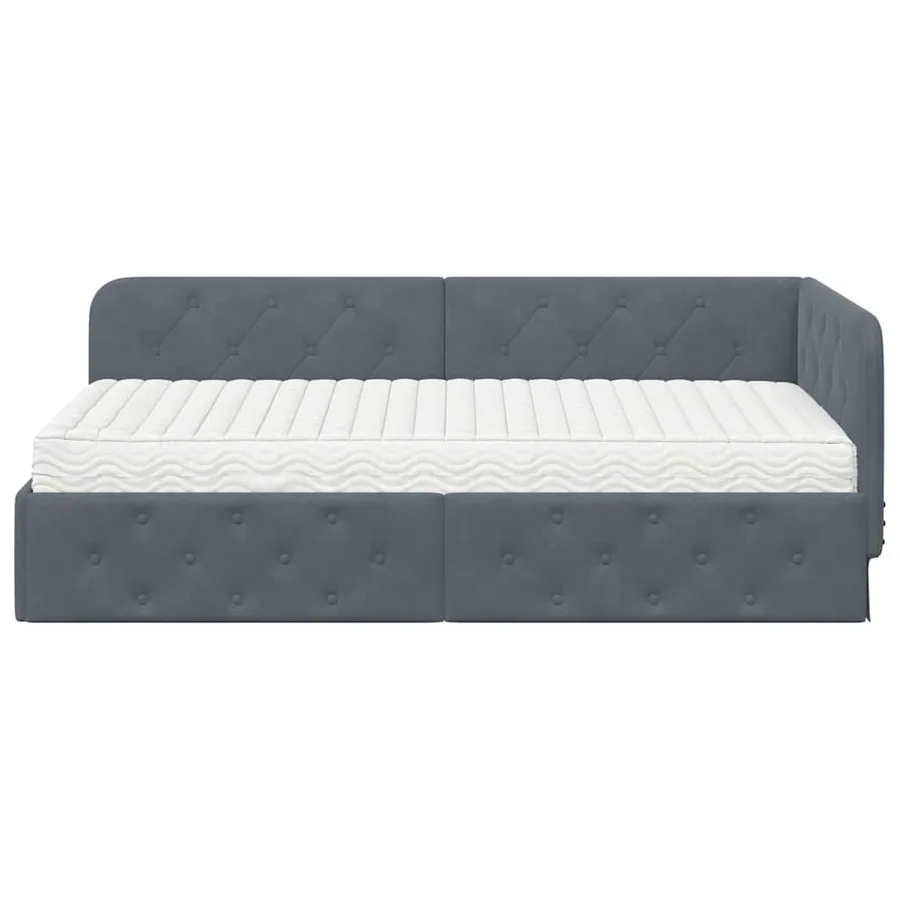 Cadre de lit d'angle Gris foncé 100 x 200 cm Velours - 5