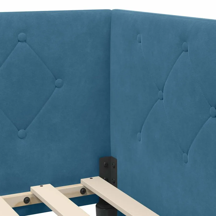 Cadre de lit d'angle Bleu 100 x 200 cm Velours - 8