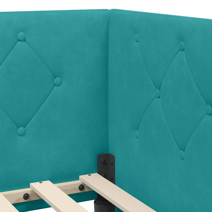 Cadre de lit d'angle Turquoise 80 x 200 cm Velours - 10