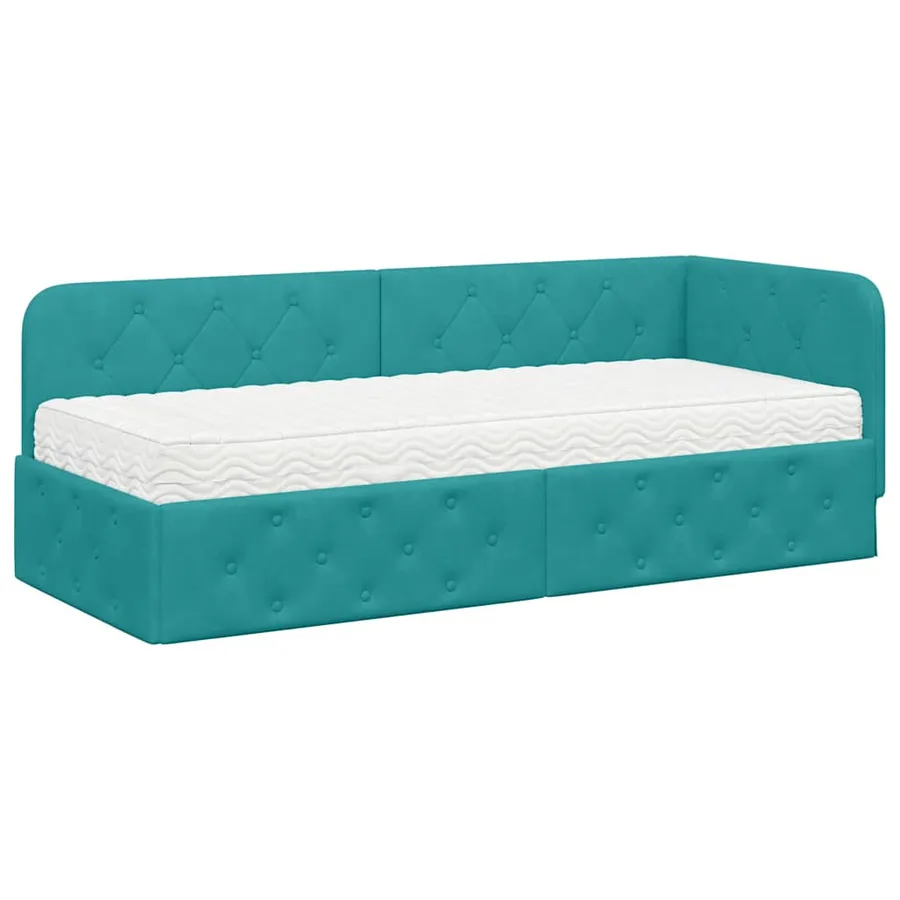 Cadre de lit d'angle Turquoise 80 x 200 cm Velours - 2