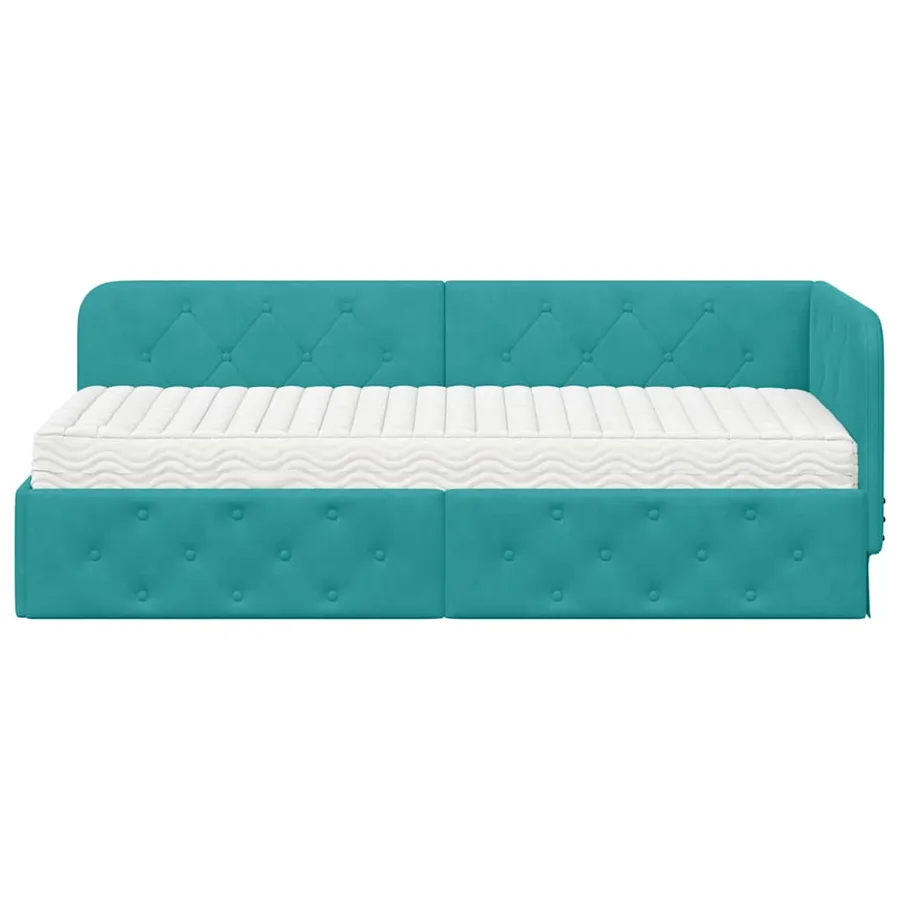 Cadre de lit d'angle Turquoise 80 x 200 cm Velours - 5