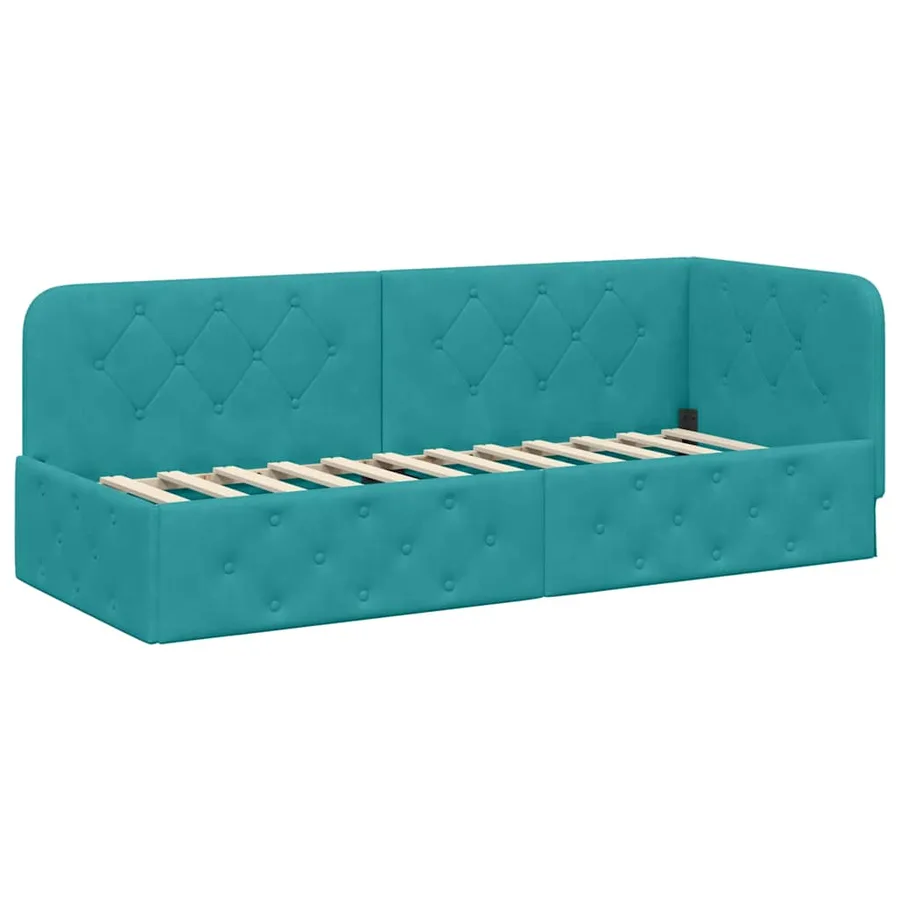 Cadre de lit d'angle Turquoise 80 x 200 cm Velours - 6