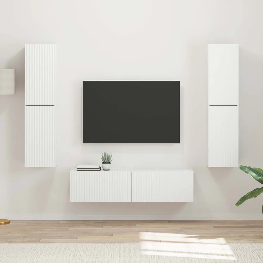 Ensemble meuble TV 6 pcs Blanc Bois d'ingénierie