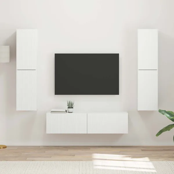 Ensemble meuble TV 6 pcs Blanc Bois d'ingénierie