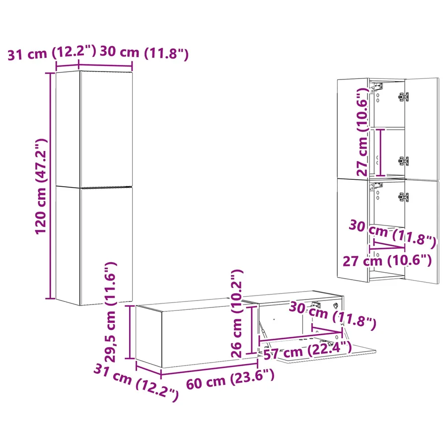 Ensemble meuble TV 6 pcs Blanc Bois d'ingénierie - 13