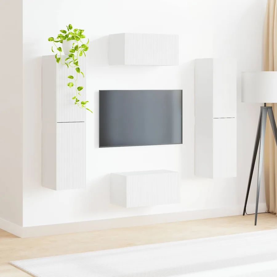 Ensemble meuble TV 6 pcs Blanc Bois d'ingénierie - 4