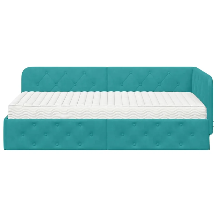 Cadre de lit d'angle Turquoise 100 x 200 cm Velours - 5