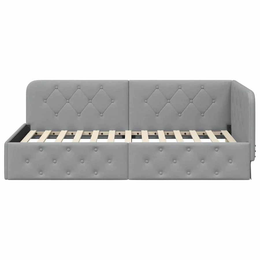 Cadre de lit d'angle Gris clair 90 x 190 cm tissu - 5