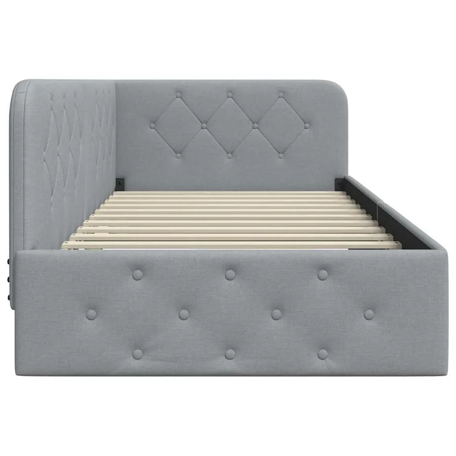 Cadre de lit d'angle Gris clair 90 x 190 cm tissu - 6