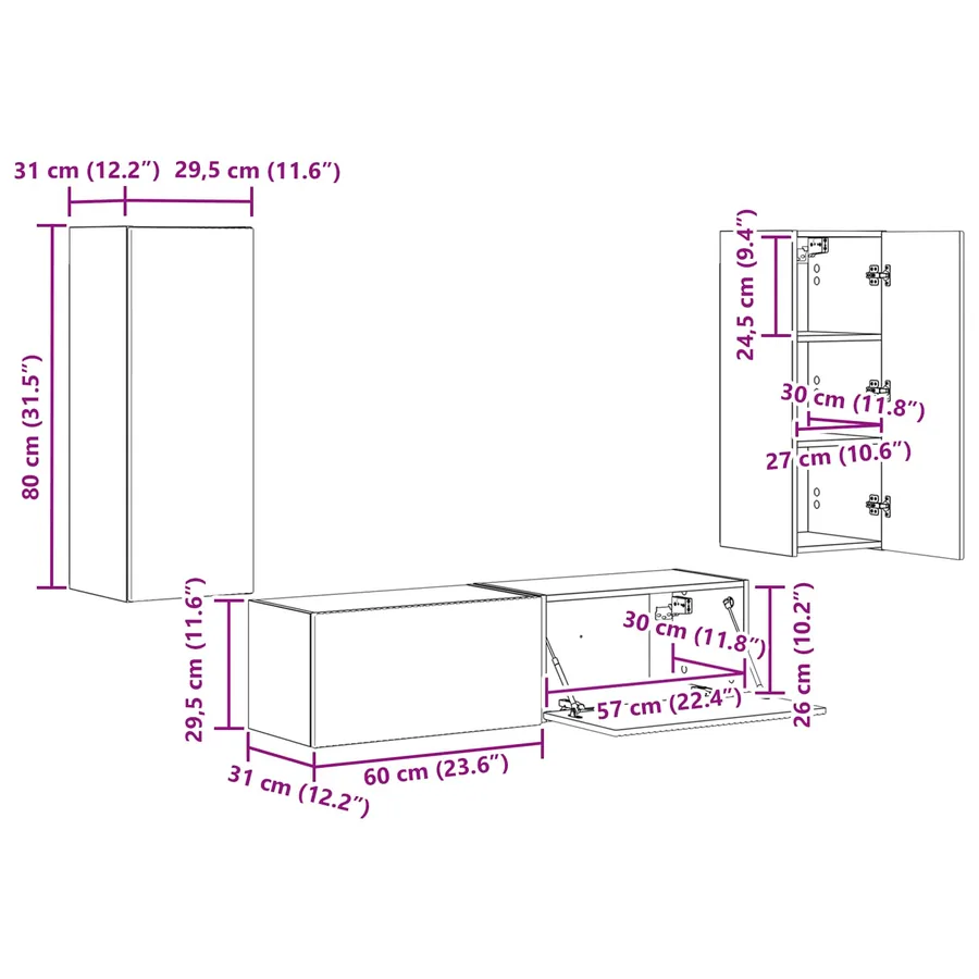 Ensemble meuble TV 2 pcs Chêne artisanal Bois d'ingénierie - 14
