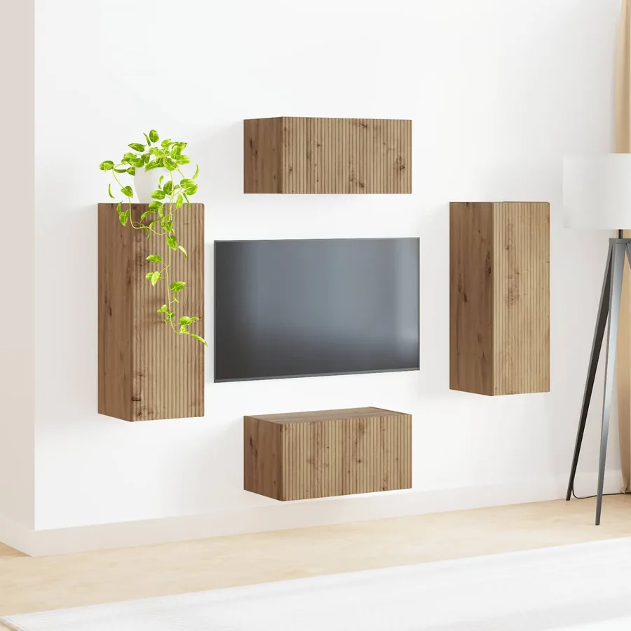 Ensemble meuble TV 2 pcs Chêne artisanal Bois d'ingénierie - 4