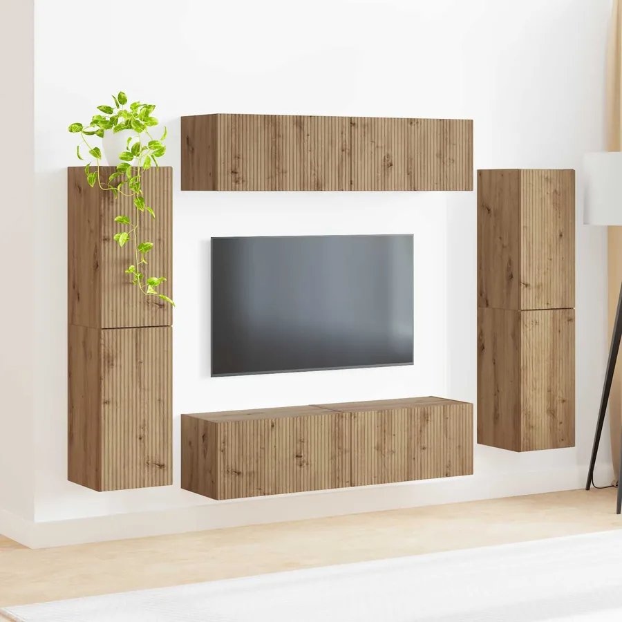 Ensemble meuble TV 8 pcs Chêne artisanal Bois d'ingénierie - 4