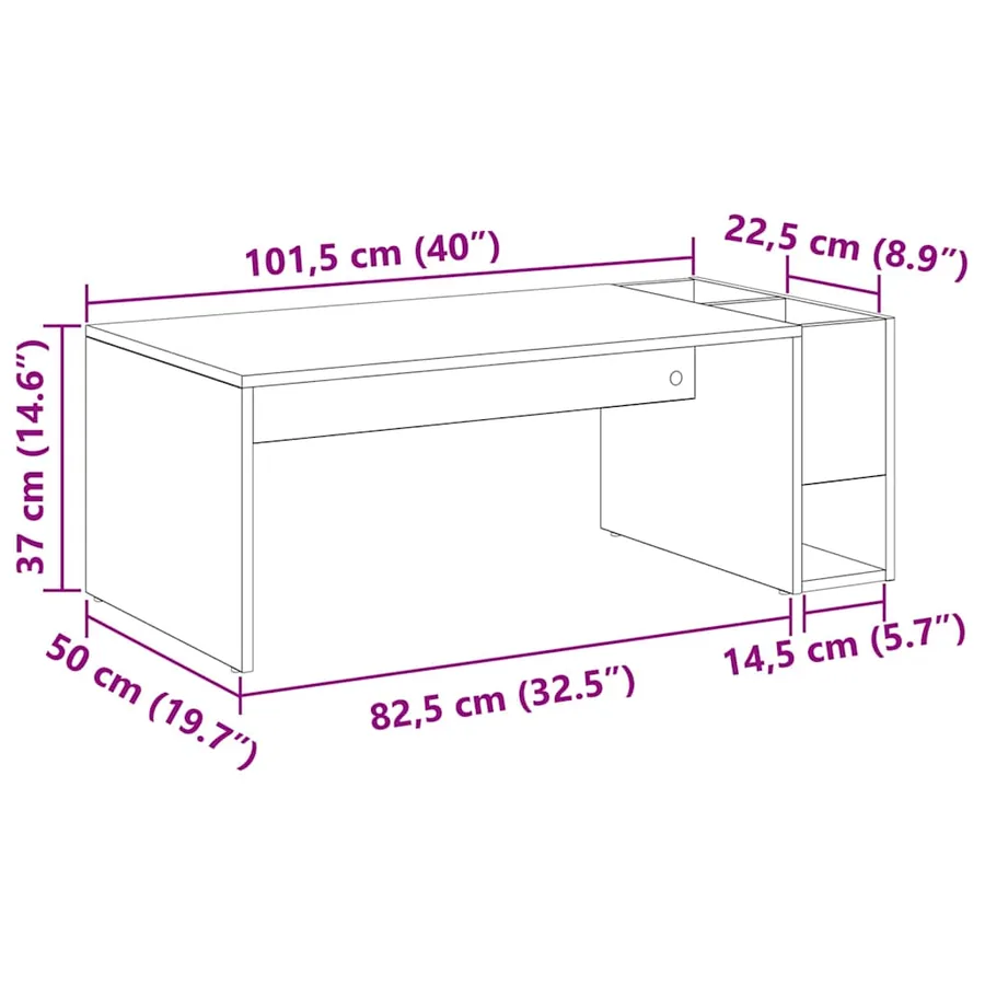 Table basse Chêne noir 101,5 x 50 x 37 cm Bois d'ingénierie - 11