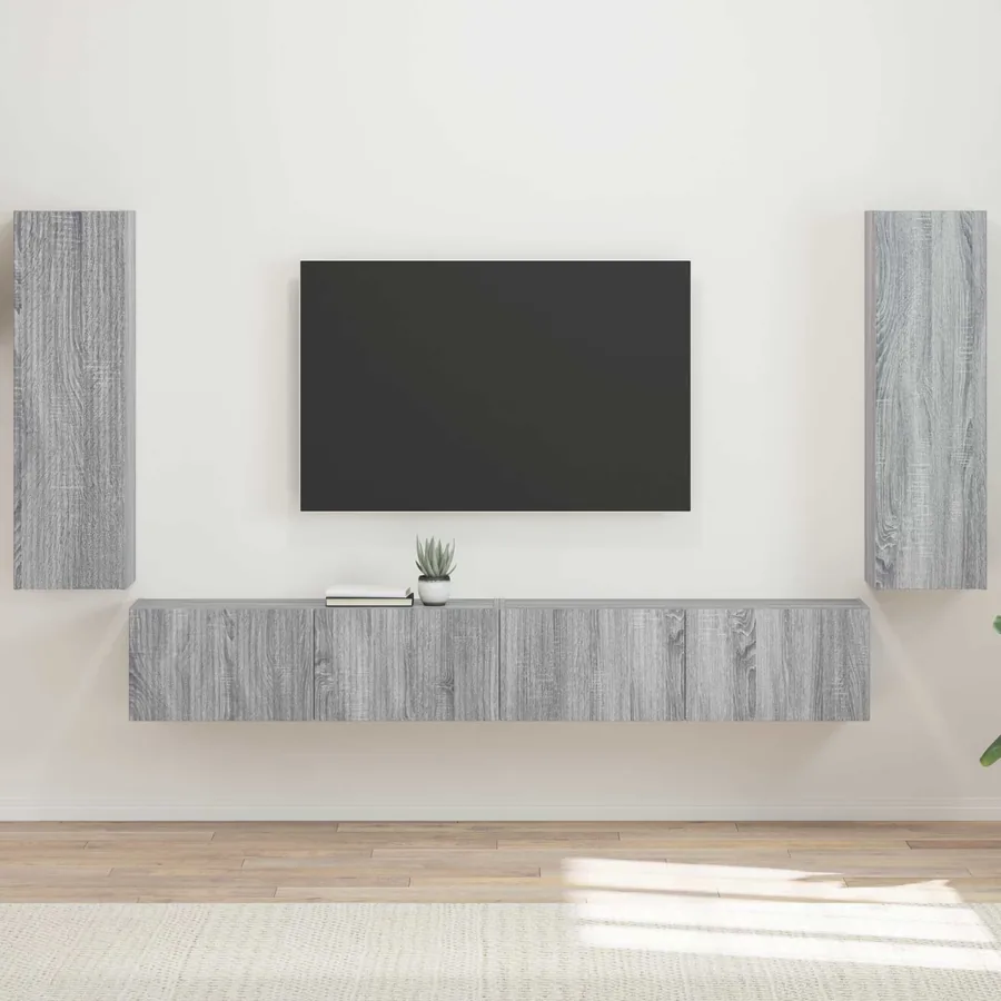 Ensemble de meuble TV mural 4 pcs Gris Sonoma Bois d'ingénierie