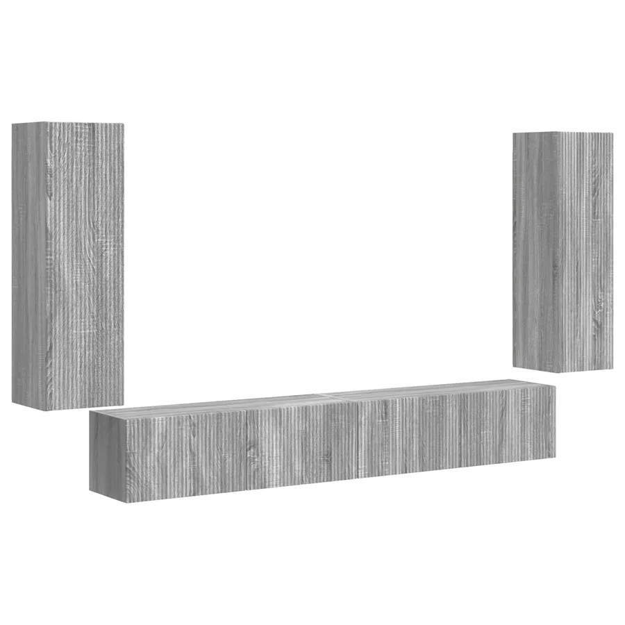 Ensemble de meuble TV mural 4 pcs Gris Sonoma Bois d'ingénierie - 2