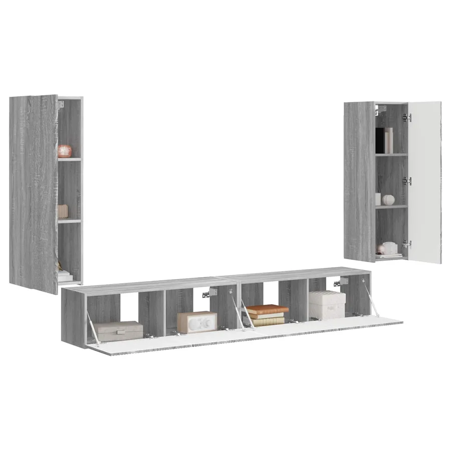 Ensemble de meuble TV mural 4 pcs Gris Sonoma Bois d'ingénierie - 3