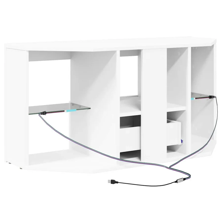Meuble TV LED d'Angle Blanc 100 x 40 x 50 cm Bois d'ingénierie - 10