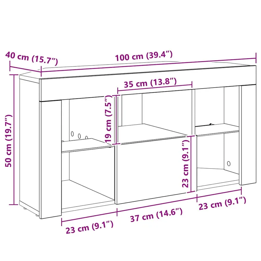 Meuble TV LED d'Angle Blanc 100 x 40 x 50 cm Bois d'ingénierie - 14
