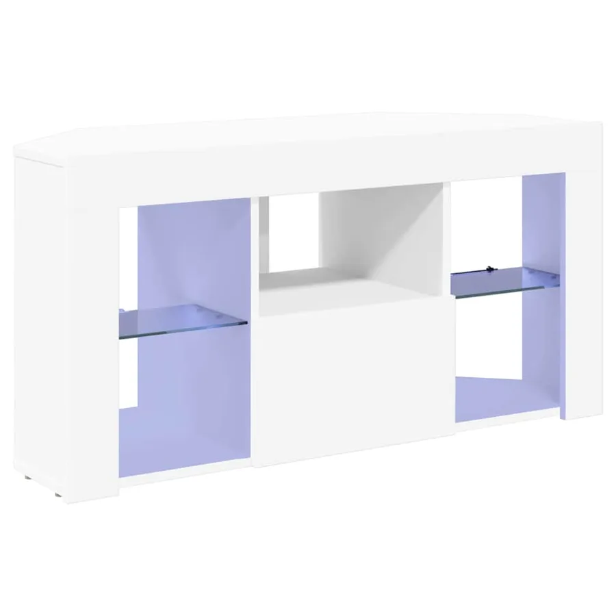Meuble TV LED d'Angle Blanc 100 x 40 x 50 cm Bois d'ingénierie - 2