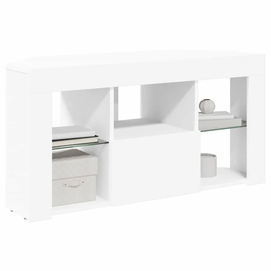 Meuble TV LED d'Angle Blanc 100 x 40 x 50 cm Bois d'ingénierie - 3
