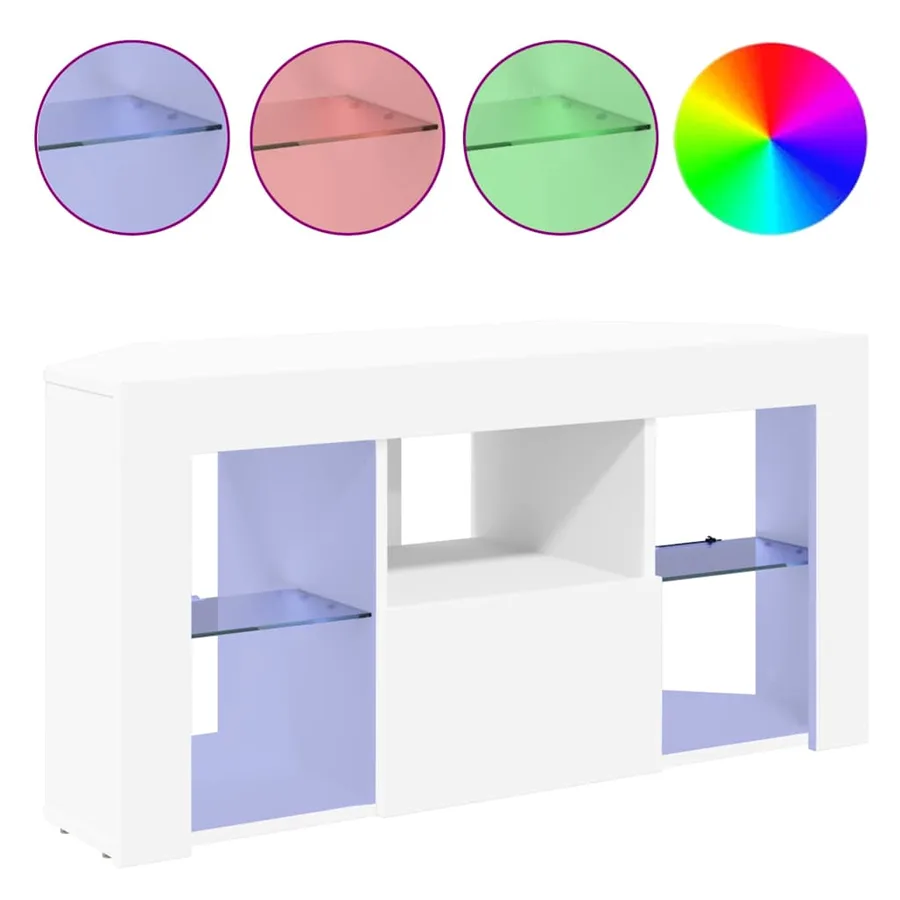 Meuble TV LED d'Angle Blanc 100 x 40 x 50 cm Bois d'ingénierie - 4