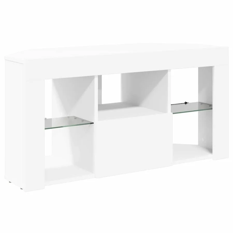 Meuble TV LED d'Angle Blanc 100 x 40 x 50 cm Bois d'ingénierie - 6