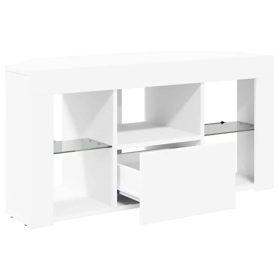 Meuble TV LED d'Angle Blanc 100 x 40 x 50 cm Bois d'ingénierie - 7
