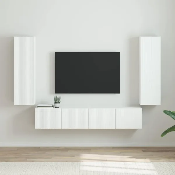 Meuble TV mural 2 pcs Blanc Brillant 30 x 31 x 100 cm
