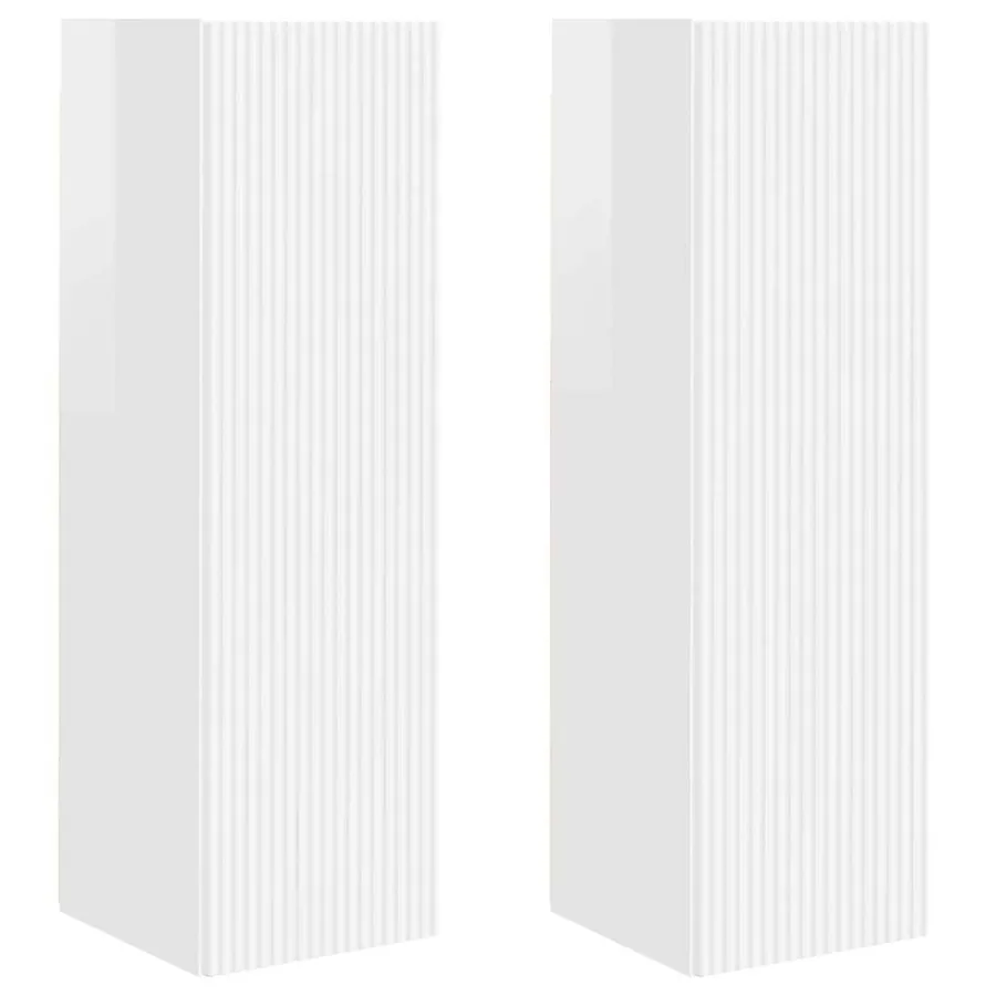 Meuble TV mural 2 pcs Blanc Brillant 30 x 31 x 100 cm - 2