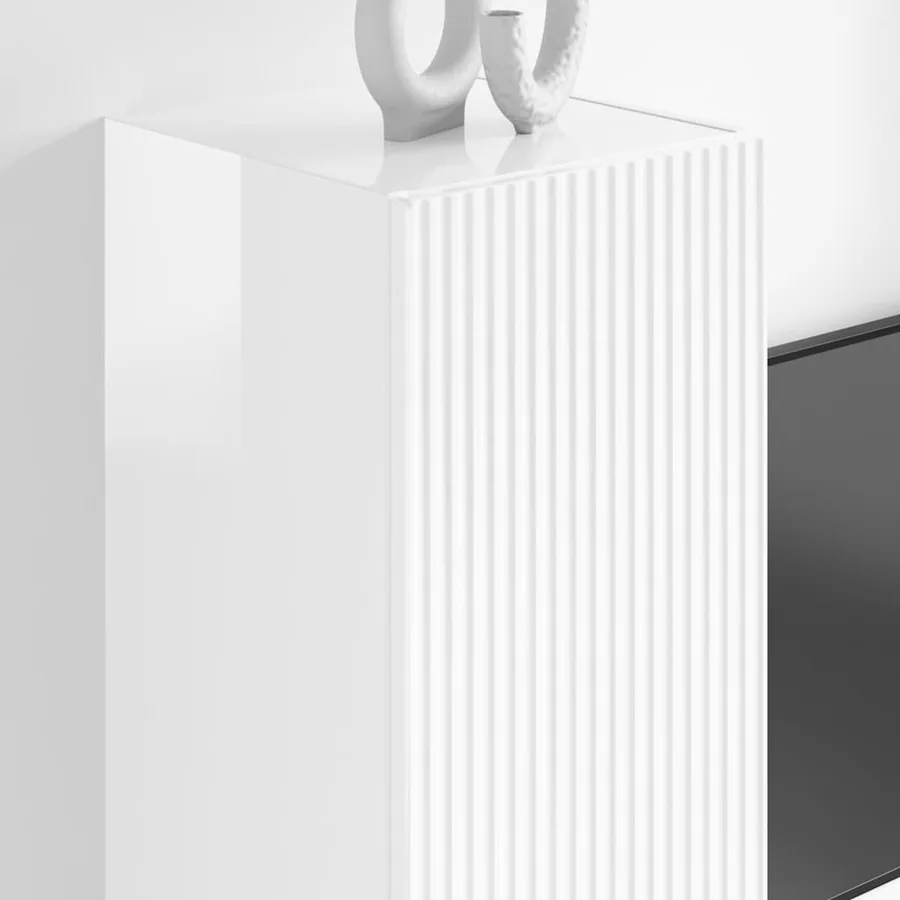 Meuble TV mural 2 pcs Blanc Brillant 30 x 31 x 100 cm - 4