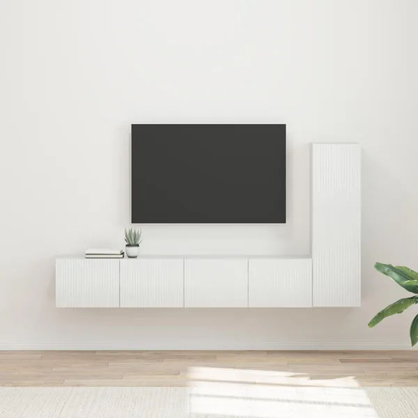 Ensemble meuble TV 3 pcs Blanc brillant Bois d'ingénierie