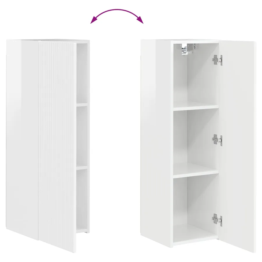 Ensemble meuble TV 3 pcs Blanc brillant Bois d'ingénierie - 11