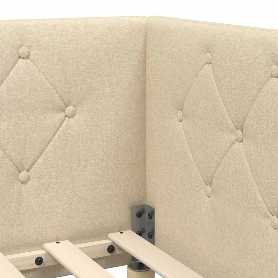Cadre de lit d'angle Crème 90 x 200 cm tissu - 10