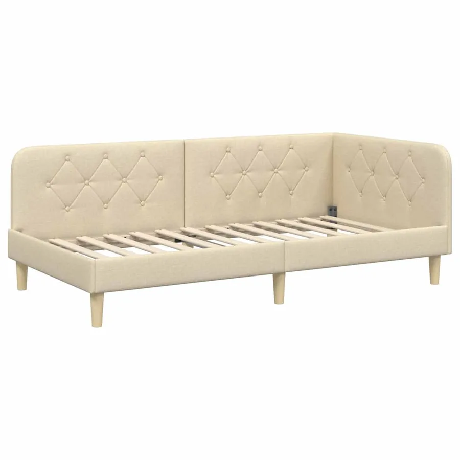 Cadre de lit d'angle Crème 90 x 200 cm tissu - 6