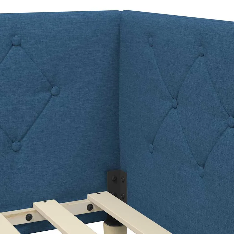 Cadre de lit d'angle Bleu 90 x 190 cm tissu - 10
