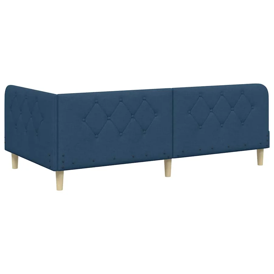 Cadre de lit d'angle Bleu 90 x 190 cm tissu - 9