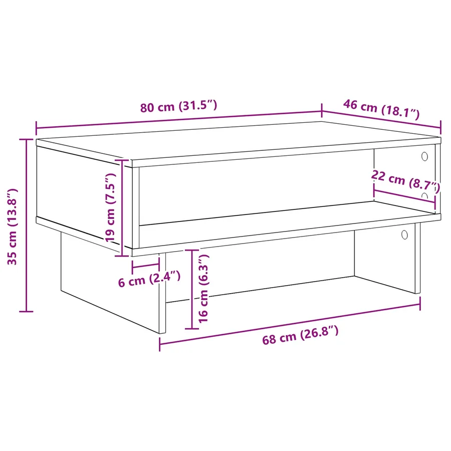 Table basse Bois ancien 80 x 46 x 35 cm Bois d'ingénierie - 10