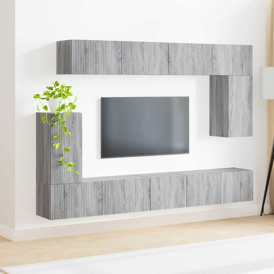 Ensemble meuble TV 5 pcs Gris Sonoma Bois d'ingénierie - 4