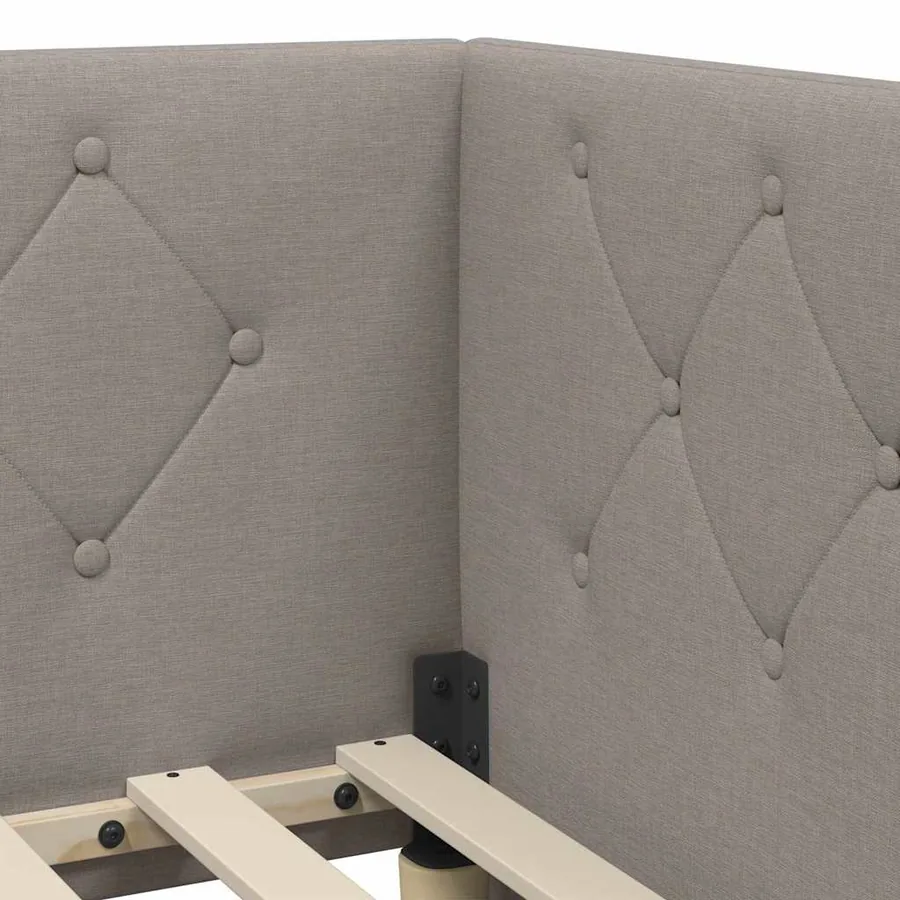 Cadre de lit d'angle Taupe 100 x 200 cm tissu - 10