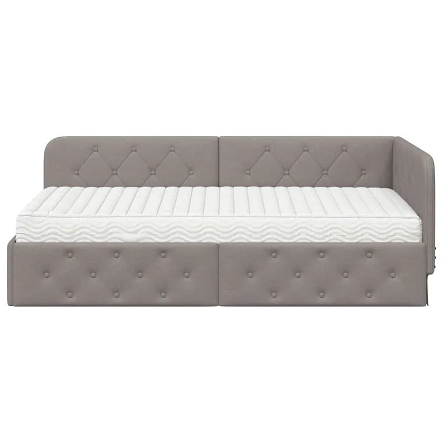 Cadre de lit d'angle Taupe 100 x 200 cm tissu - 5