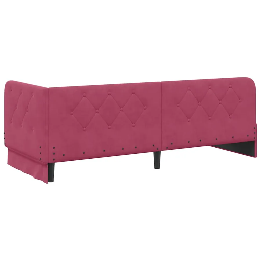 Cadre de lit d'angle Bordeaux 80 x 200 cm Velours - 9