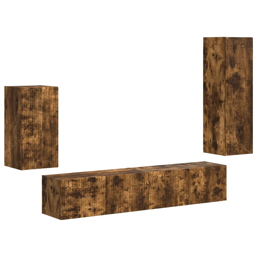Ensemble meuble TV 4 pcs Chêne fumé Bois d'ingénierie - 2