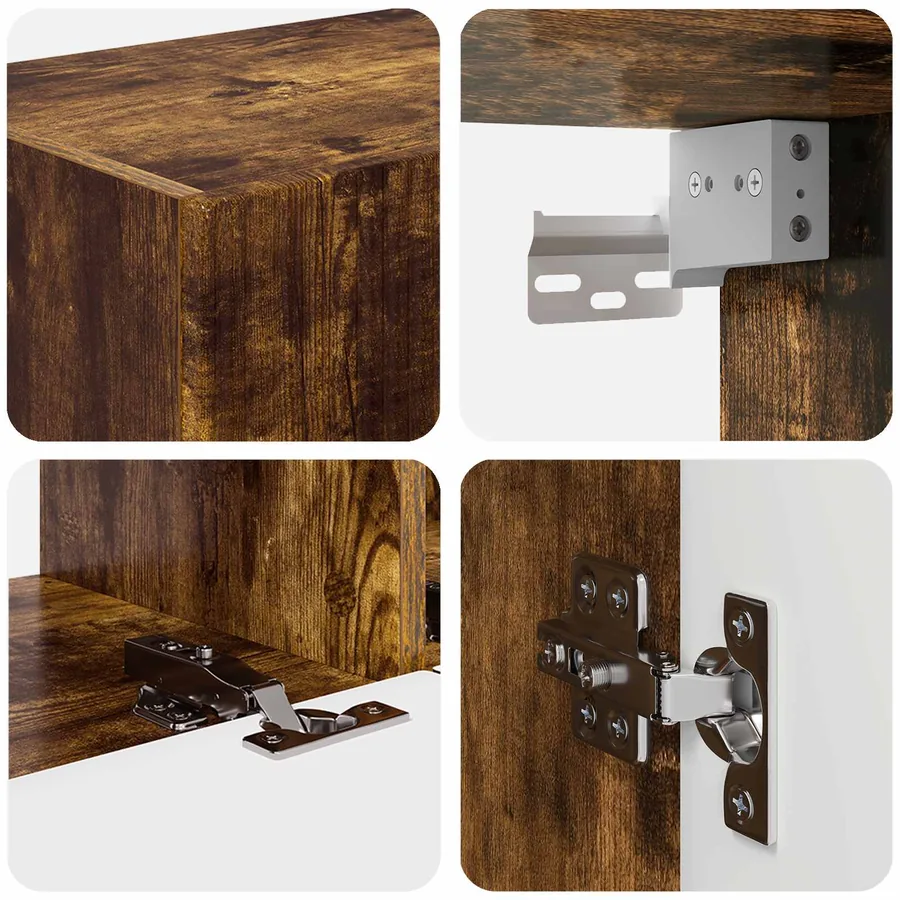 Ensemble meuble TV 4 pcs Chêne fumé Bois d'ingénierie - 8