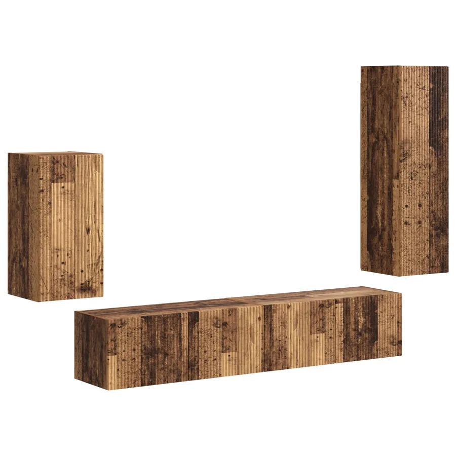 Ensemble meuble TV 4 pcs Bois ancien Bois d'ingénierie - 2