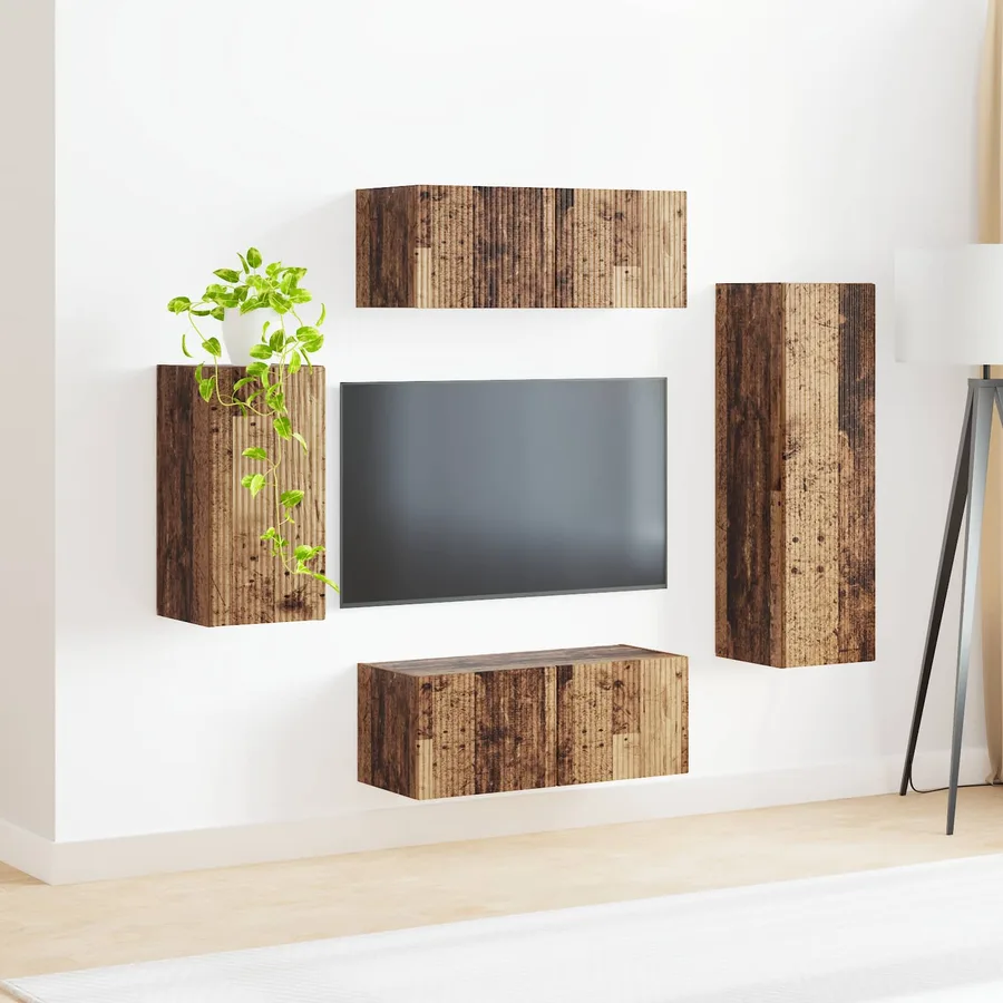 Ensemble meuble TV 4 pcs Bois ancien Bois d'ingénierie - 4