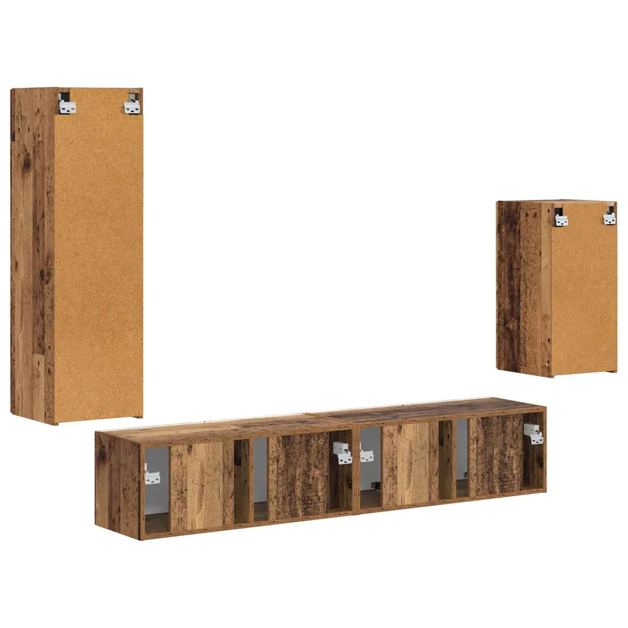 Ensemble meuble TV 4 pcs Bois ancien Bois d'ingénierie - 9