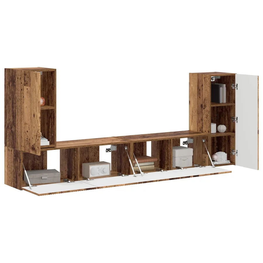 Ensemble meuble TV 4 pcs Bois Ancien Bois d'ingénierie - 3