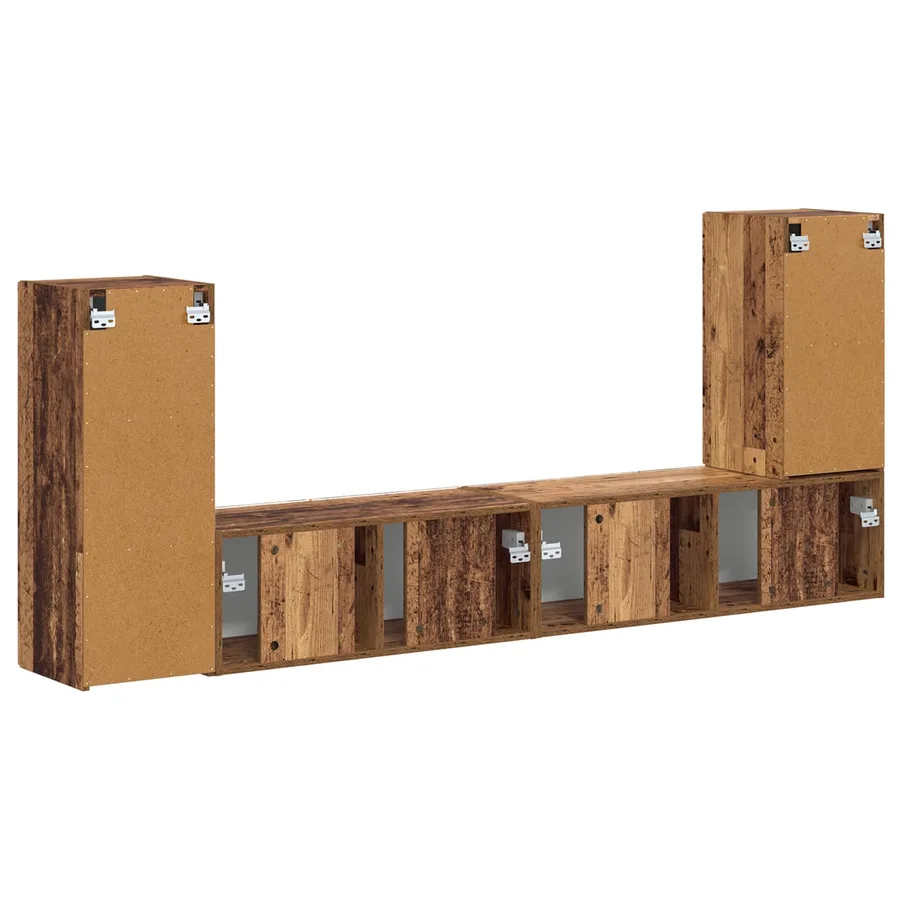 Ensemble meuble TV 4 pcs Bois Ancien Bois d'ingénierie - 8