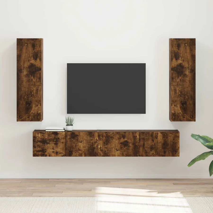 Ensemble meuble TV 3 pcs Chêne fumé Bois d'ingénierie